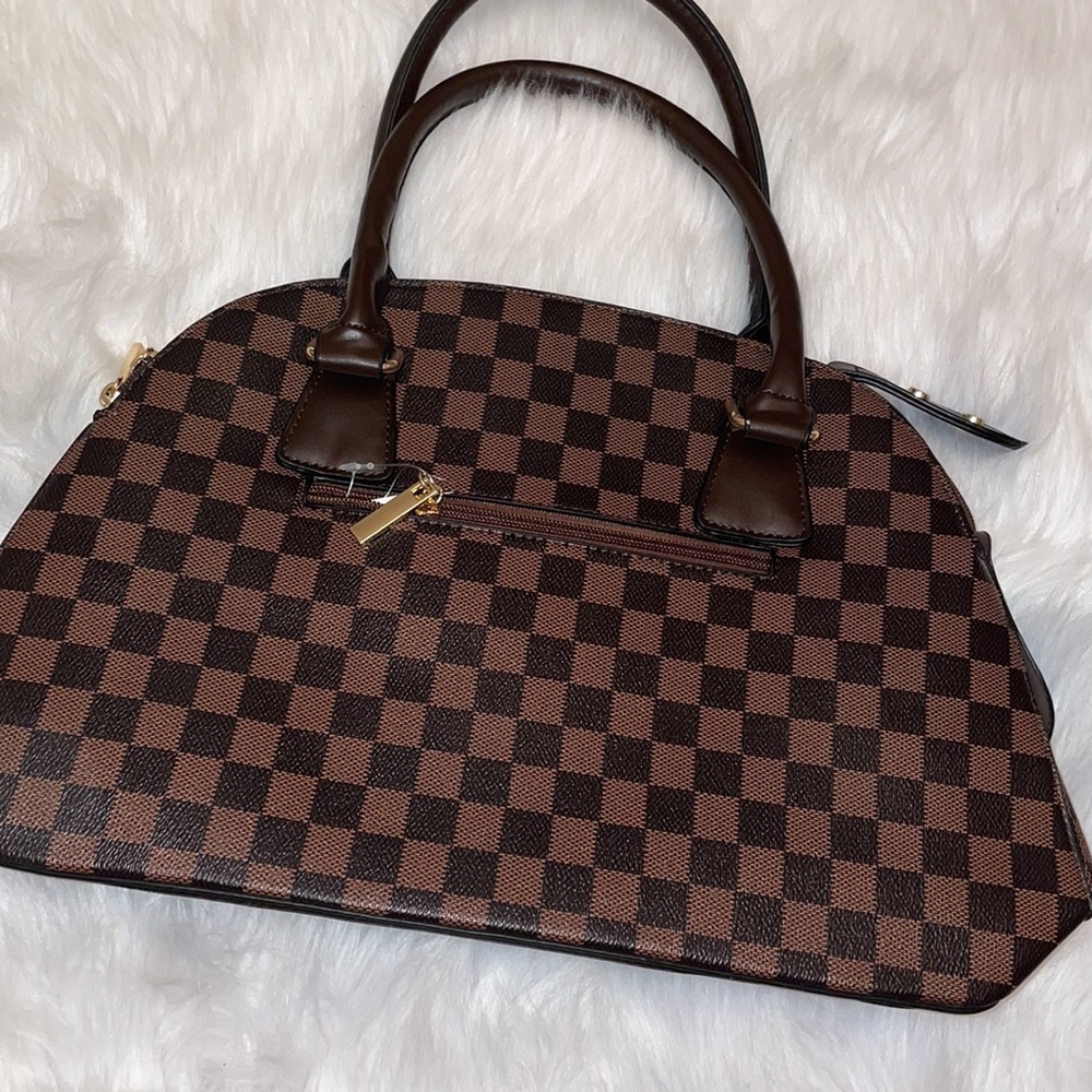 SOLD Checkered Brown Purse - Picture 2 of 4